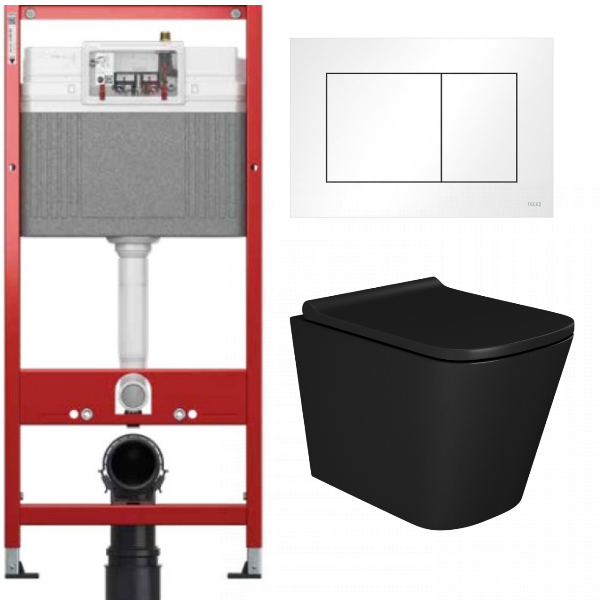 Комплект: инсталляция TECEbase kit 9400413 с белой кнопкой и подвесным унитазом Teymi Helmi S T40302MB